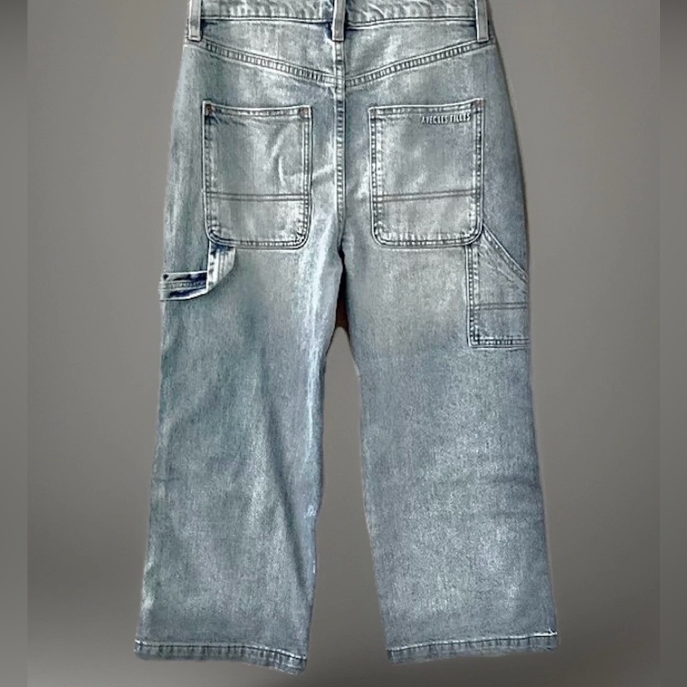 Avec Les Filles NWT Drawstring Cropped Wide Leg Badlands Wash Cargo Jeans, 27 - Picture 7 of 15